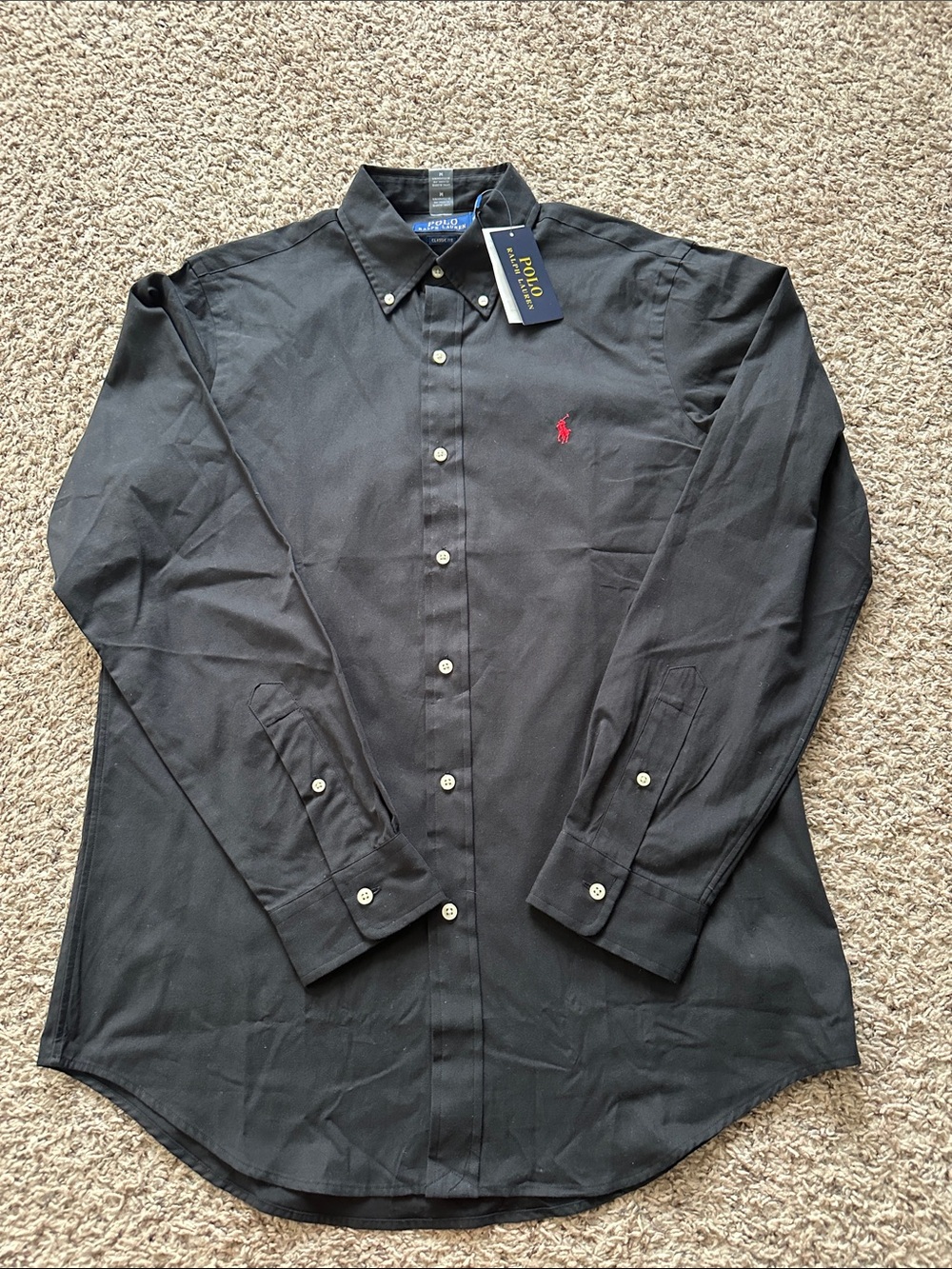 Polo by Ralph Lauren Black Button-Down Shirt with Red Pony
